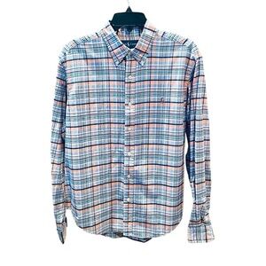 Ralph Lauren Classic Fit button down cotton shirt L blue orange white Easter